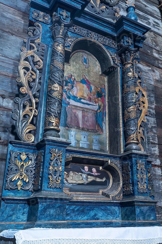 Altar of the 16th century Gothic wooden church of St. Paraskevi, Radruz, Poland