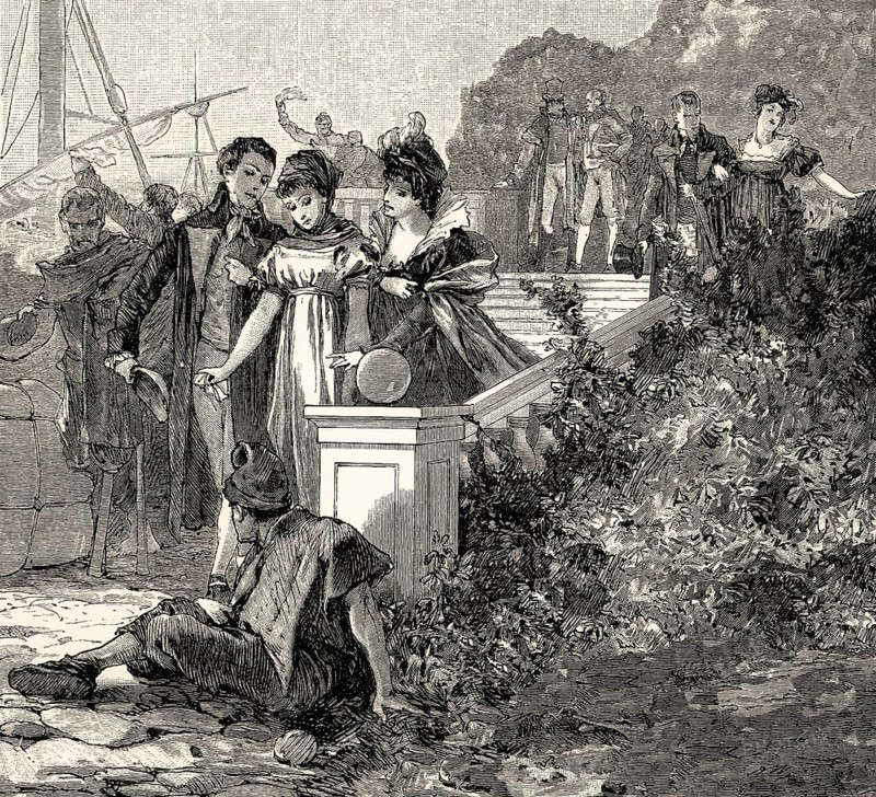 ACT IV., SCENE III., Eugenie, Governess, Counsellor, scene from THE NATURAL DAUGHTER, DIE NATÜRLICHE TOCHTER, by Johann Wolfgang von Goethe