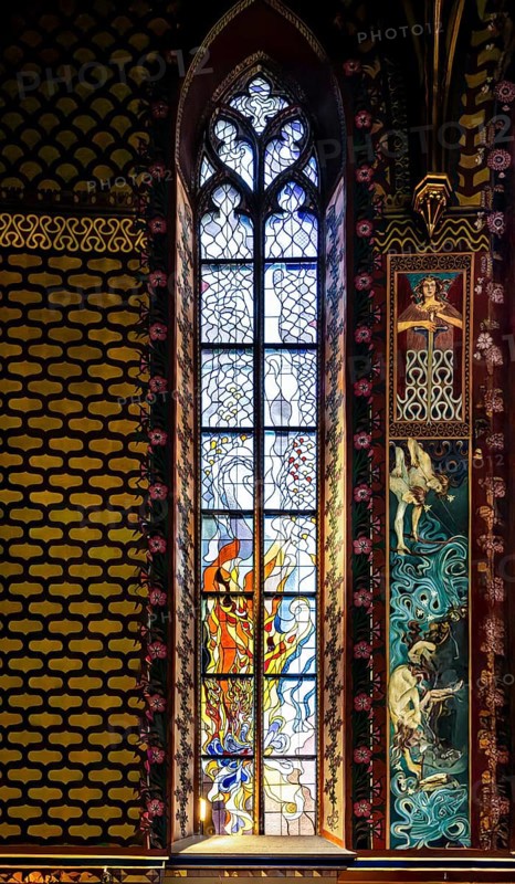 Art Nouveau window by Stanislaw Wyspiansk, Franciscan church, 1249, Krakow, Poland