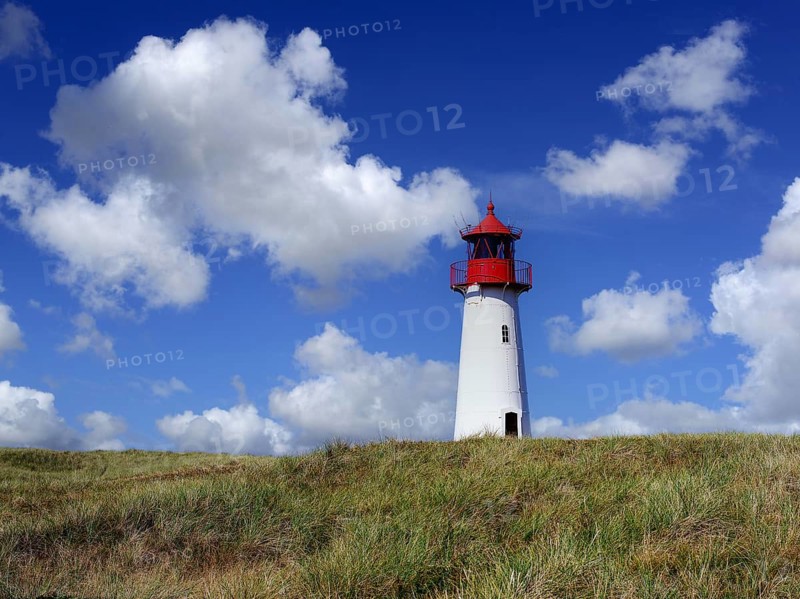 Montage, photomontage, (M), lighthouse of List, Westellenbogen, island Sylt, Schleswig-Holstein, architecture, North Sea, Lower Saxony, Federal Republic of Germany