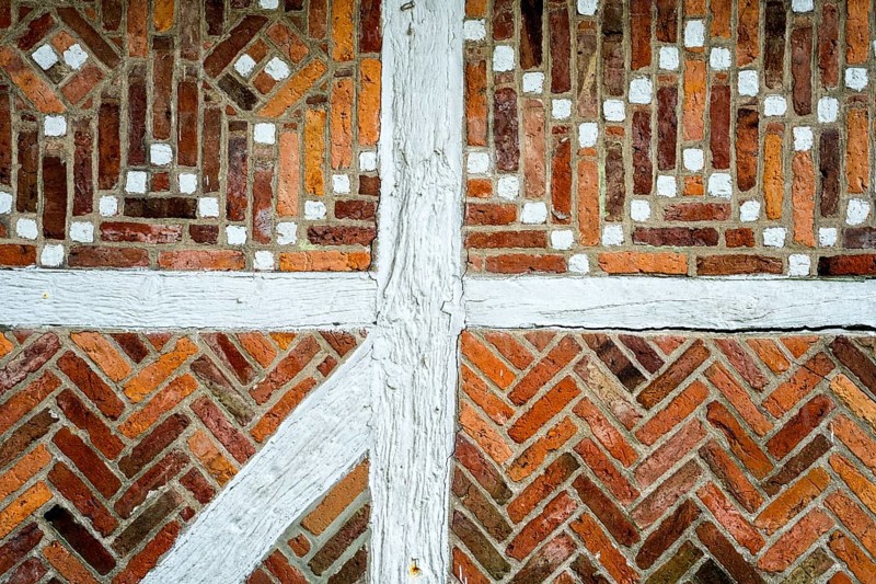 Detail of a historic timber-framed house, Altes Land area, Germany