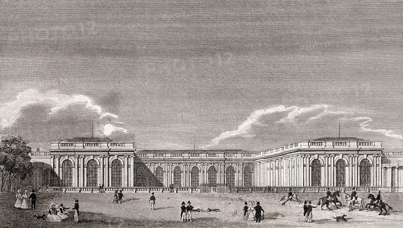 The Grand Trianon, Domain of Versailles, near Paris, antique steel engraved print, 1831