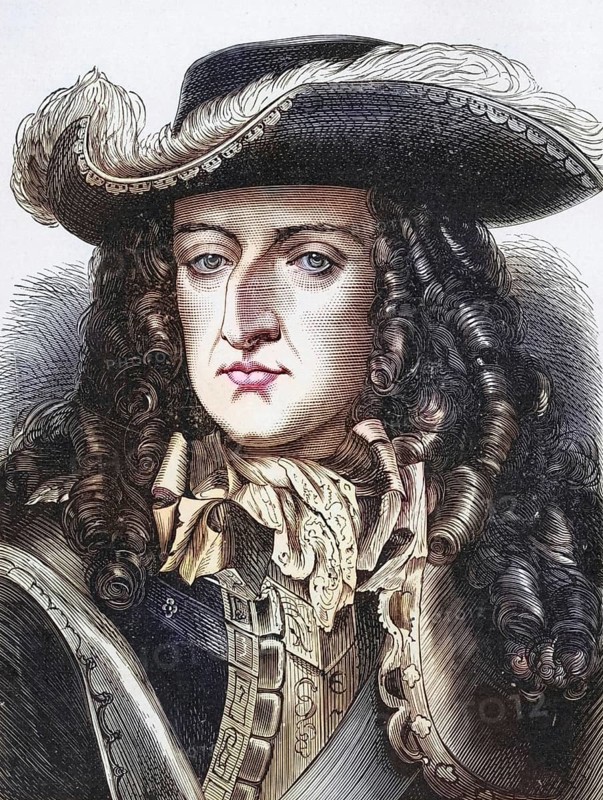 William III (1650-1702) was monarch of Great Britain and Ireland together with his woman Mary II from 1688-1694. He was monarch of Great Britain and Ireland from 1688-1694 and sole king after her death. Wood engraving, ca. 1900, Historical, digitally restored reproduction from a 19th century original, Record date not stated