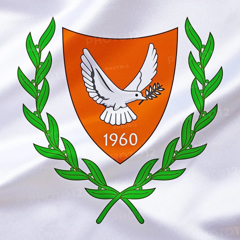 The coat of arms of Cyprus, island, Middle East, divided in two, studio