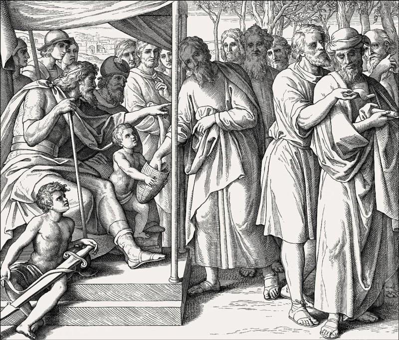 Joshua allocated the land among the twelve tribes, Old Testament, by Julius Schnorr von Carolsfeld, 1860
