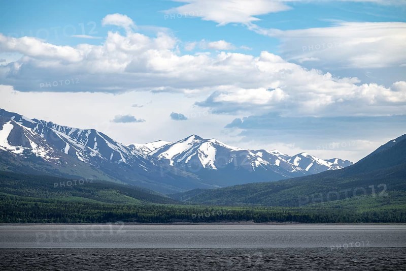 View over the Turnagain Arm estuary to the mountains of the Kenai Peninsula, Anchorage, Alaska, USA