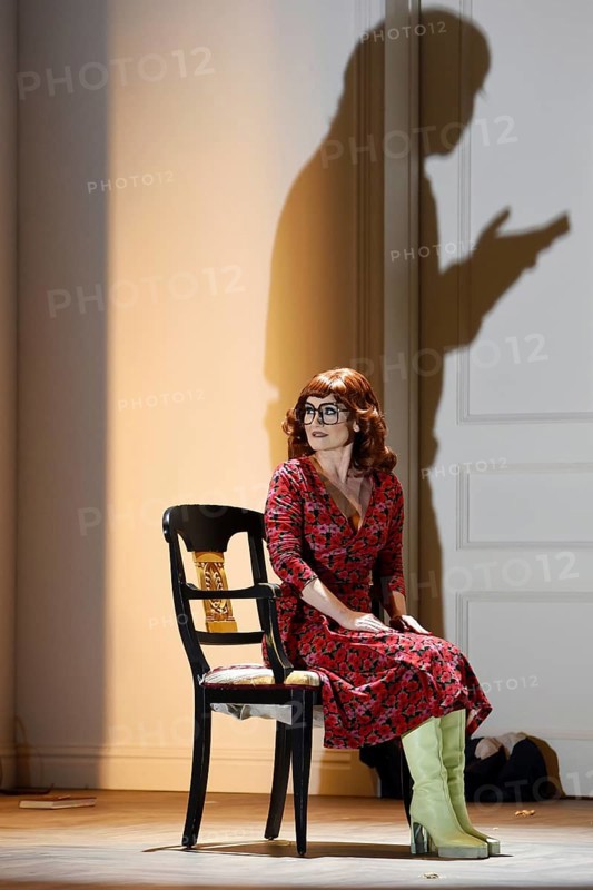 Katharine Mehrling (Sophia), Sophia oder das Emde der Humanisten, German premiere, photo rehearsal on 11.03.2026 at the Renaissance Theatre, Berlin, premiere on 15.03.2026