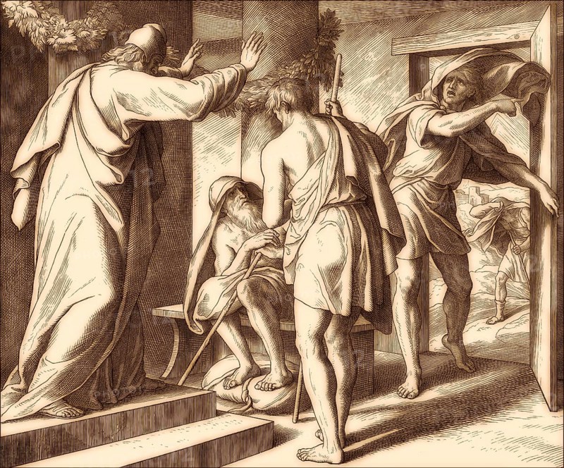 Messengers to Job, Old Testament, by Julius Schnorr von Carolsfeld