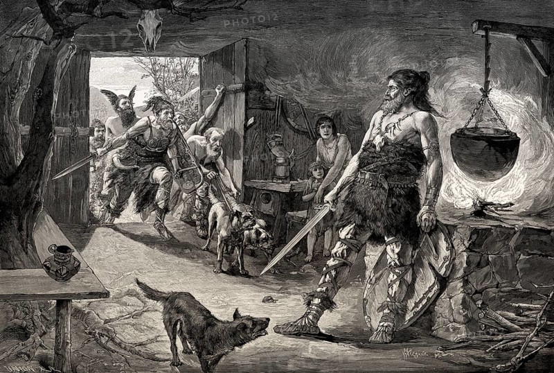 Attack on a Germanic home, early middle ages, Great Migration