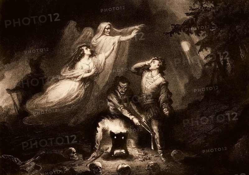 Scene from Act 2, the Romantic opera Der Freischütz by Carl Maria von Weber, 1786 - 1826, German composer, digitally edited