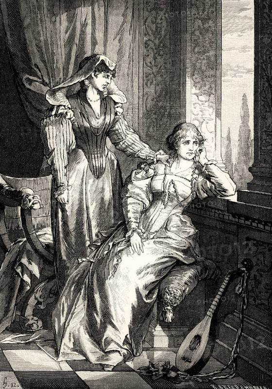 ACT III., SCENE II., Princess, Leonora, scene from Torquato Tasso, a play by Johann Wolfgang von Goethe