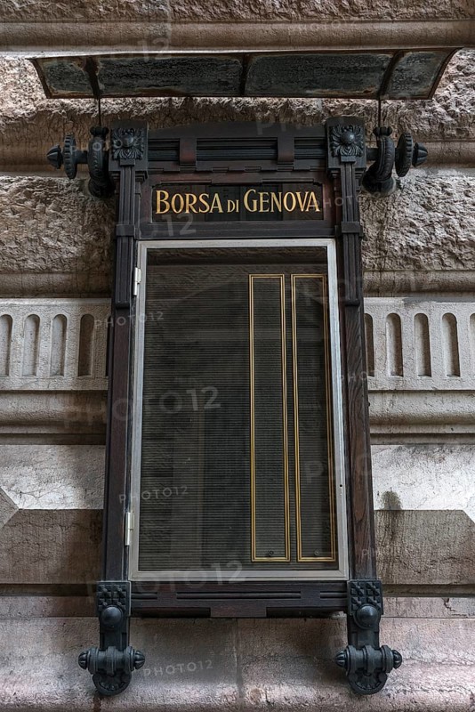 Former stock exchange board at the Palazzo di Borsa, Genoa, Italy