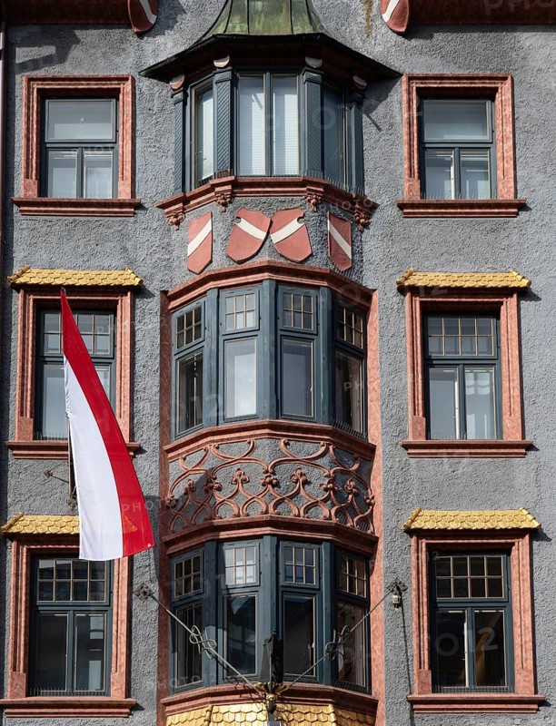 Building façade in Maria Theresien Straße, Innsbruck, Tyrol, Austria