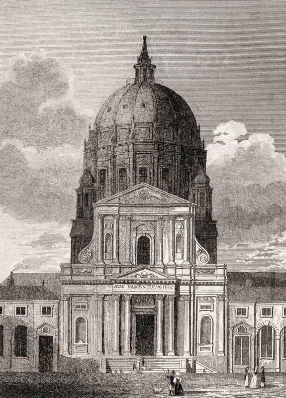 The Val-de-Grâce, Paris, antique steel engraved print, 1831