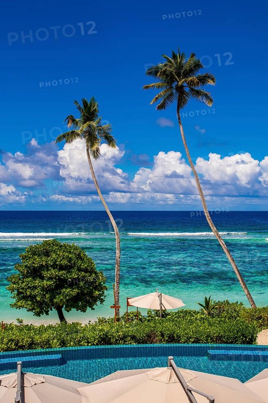 The pool at Hilton's DoubleTree Resort & Spa, Mahe, Republic of Seychelles, Indian Ocean