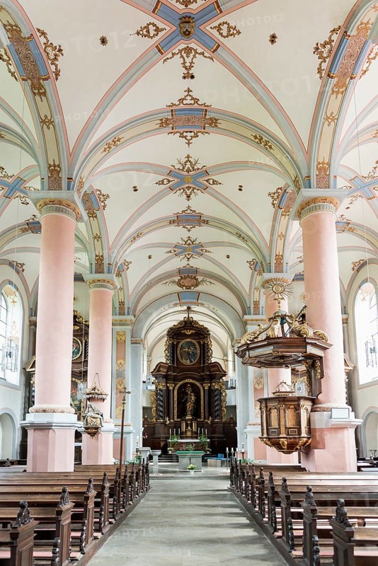 Interior view, Carmelite monastery, Beilstein, Moselle, Rhineland-Palatinate, Germany