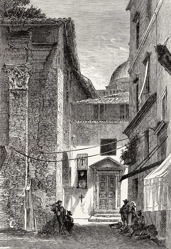 Old fish market, Porticus Octaviae, Portico of Octavia, Rome, Italy, 19th Century