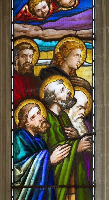 Stained glass window church of Saint John, Saxmundham, Suffolk, England, UK artist Louisa Beresford 1818-91