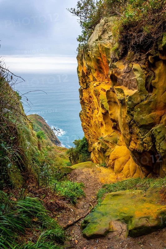 The beautiful views of the sea from Mount Ulia in the city of San Sebastian, Gipuzkoa. Basque Country