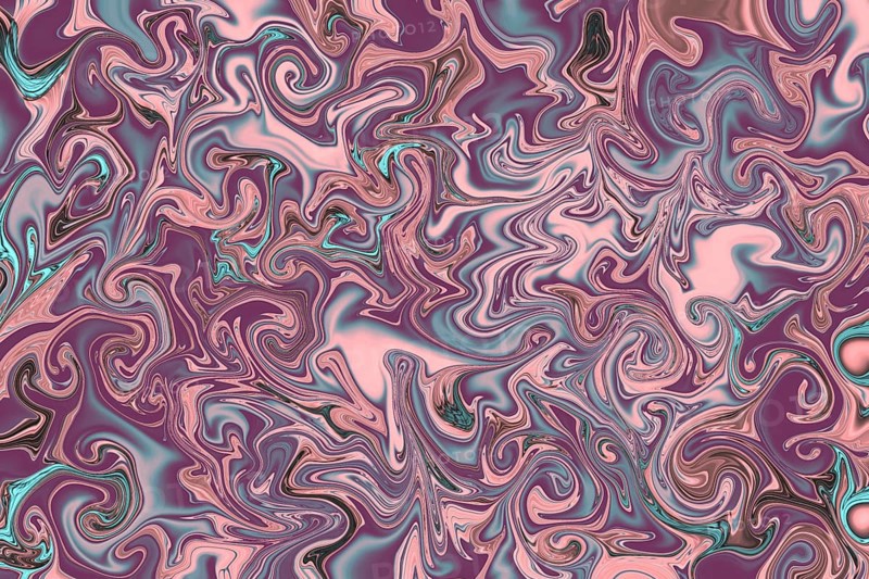 An abstract swirl pattern featuring soft pink, purple, and turquoise tones. The intricate design creates a fluid and dynamic visual experience, ideal for backgrounds