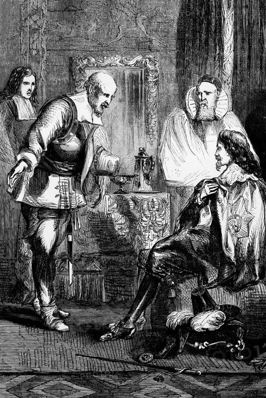 Charles I is summoned to his execution, he was beheaded on Tuesday 30 January 1649 in Whitehall on a scaffold in front of Banqueting House in London, England, digital reproduction of a historical original