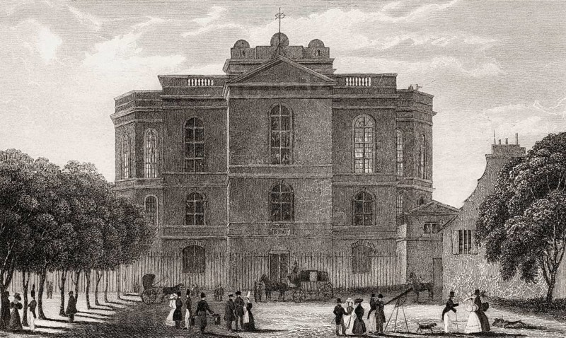 Paris Observatory, Meudon, antique steel engraved print, 1831