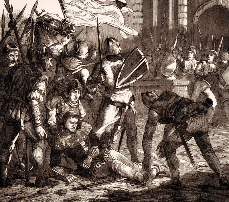 Injured Pope Lucius II, Pope from 9 March 1144 to his death in 1145