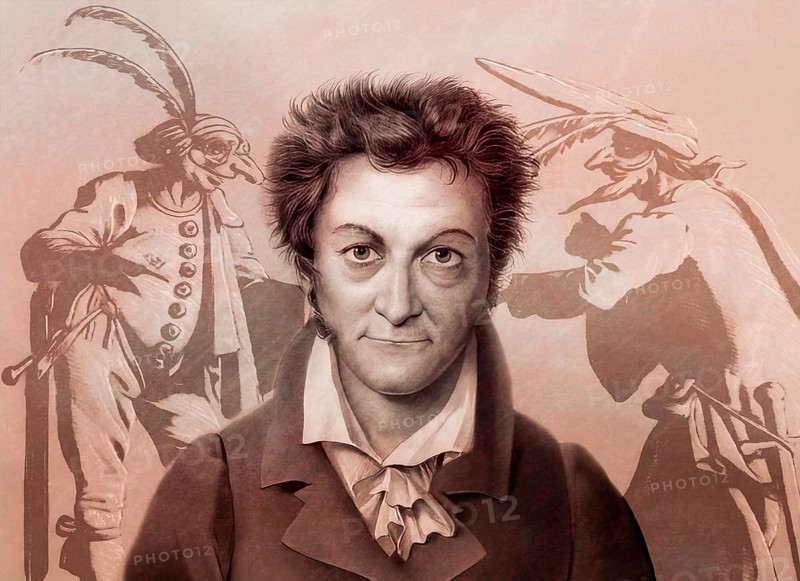 Ernst Theodor Amadeus Hoffmann, or E. T. A. Hoffmann, 1776 - 1822, German Romantic author of fantasy and horror, figures from Prinzessin Brambilla, digitally edited after Jacques Callot