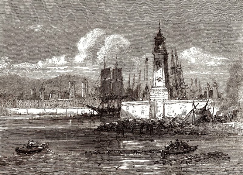 Der alte Leuchtturm, Hafen von Barcelona, Spanien, 18. Jahrhundert
