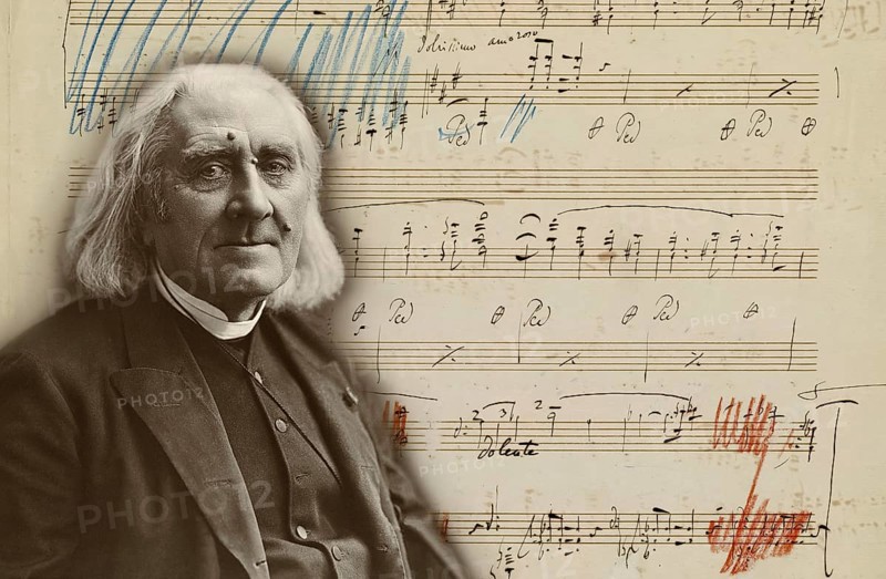 Portrait of Franz Liszt, 1811-1886, Hungarian composer, virtuoso pianist, photograph by Nadar, Années de pèlerinage, suite for solo piano