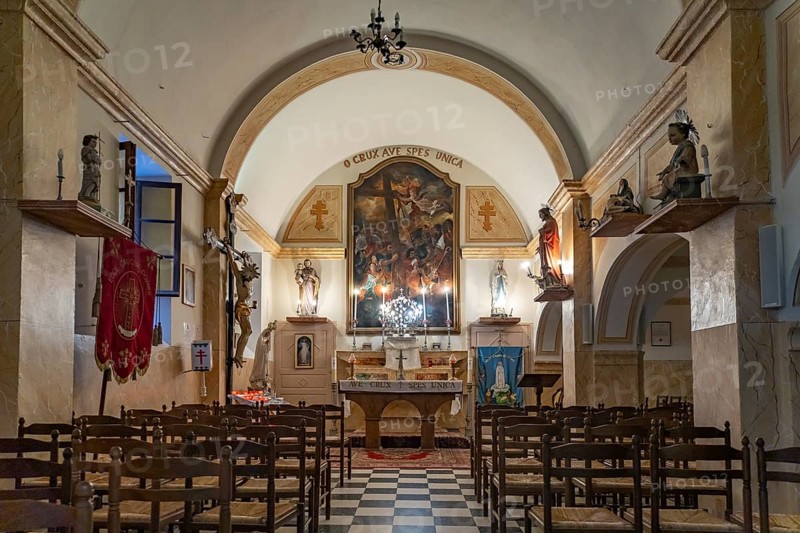 Interior of the Holy Cross Church of Sainte Croix in Bonifacio, Corsica, France