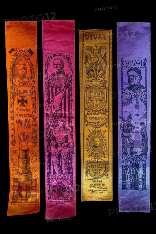 Vivat ribbons, Vivatbänder, silk ribbon celebrating German WW1 victories for raising money for Red Cross in Germany and Austria during World War One