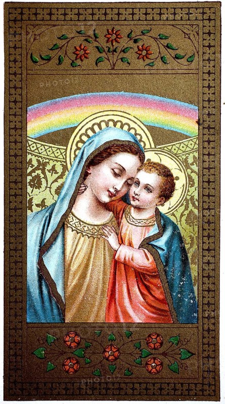 Small picture of a saint depicting a Marian image, Mary, Germany, 1900, historical, digital reproduction of an original from the 19th century