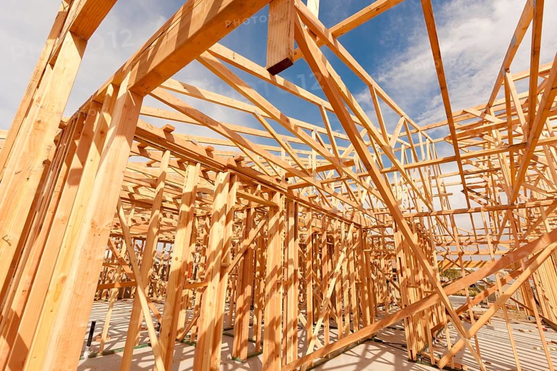 New Construction Wood Home Framing Abstract