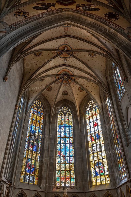 Historic church festivals in the chancel, Heilig-Kreuz-Münster, Rottweil, Baden-Württemberg, Germany