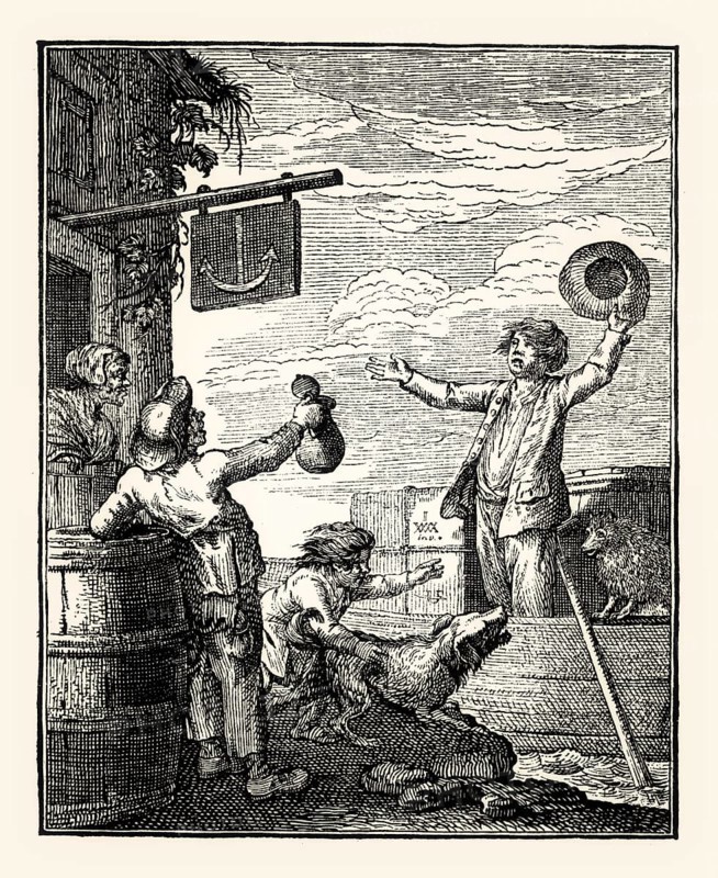 Genre scene, by Johann Georg Unger after Johann Wilhelm Meil, 18th century, digitally restored