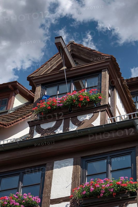 Historic roof lift bay, Weißgerbergasse 22, Nuremberg, Middle Franconia, Bavaria, Germany