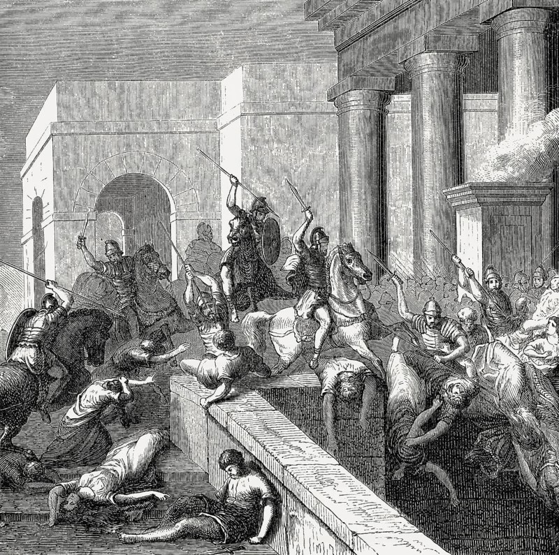 Gnaeus Pompeius Strabo and his soldiers fighting the forces of Marius and Lucius Cornelius Cinna, 87 BC, ancient Rome