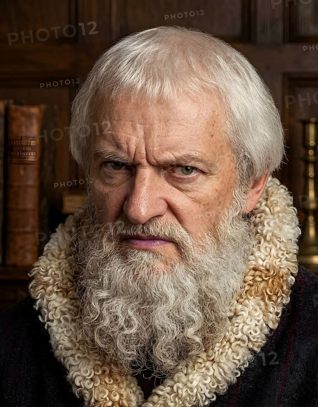 Portrait of Hans Sachs, symbolic image historical personality, poet, master singer, playwright, writer, poet, Reformation, historical illustration, digitally edited