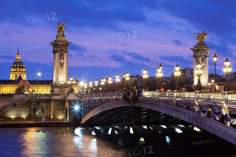 Pont Alexandre III, Seine river and Les Invalides, Paris, Ile de France, France