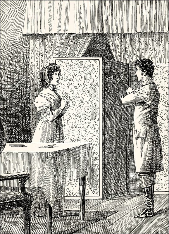 Ottilie with Eduard, scene from the novel Elective Affinities, Die Wahlverwandtschaften by Johann Wolfgang von Goethe