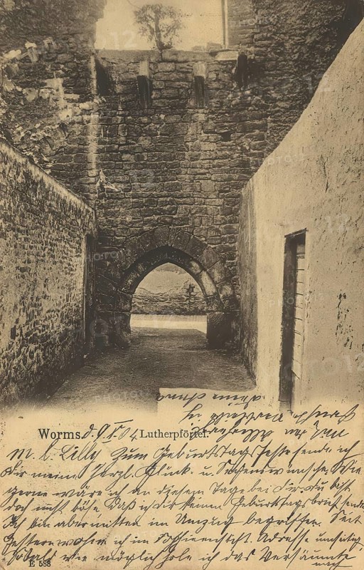 Historical postcard, picture postcard, Lutherpforte in Worms, Rhineland-Palatinate, Germany, digitally enhanced reproduction of an original from around 1900, picture postcard
