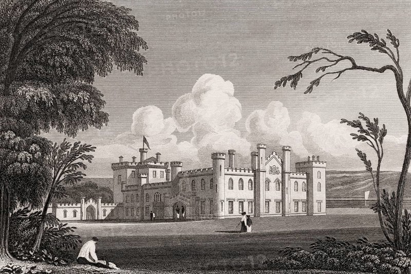 Dundas Castle, Dalmeny parish of West Lothian, 19th century, from Modern Athens by Th. H. Shepherd