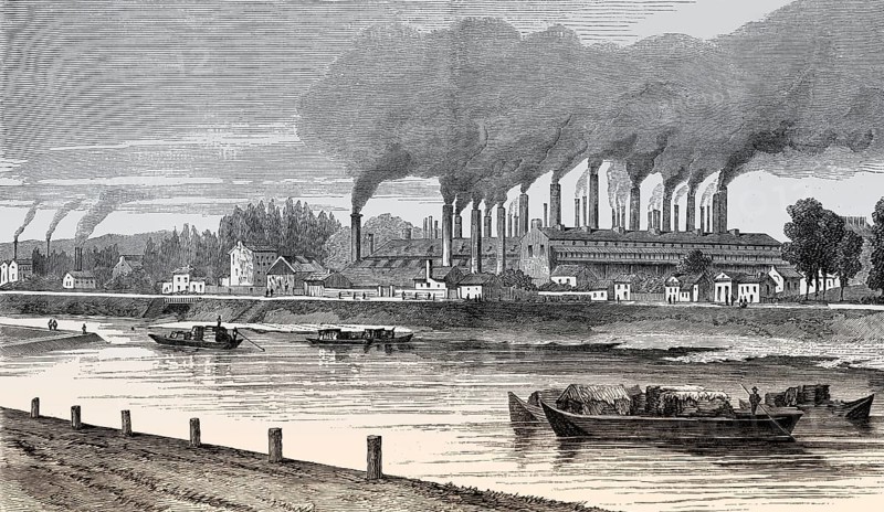 Iron foundry in Fourchambault, Nièvre department, France, 19th century