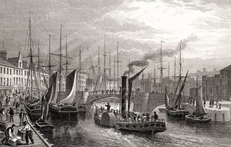 Leith Harbour, from the Pier, Edinburgh, Scotland, 19th century, from Modern Athens by Th. H. Shepherd