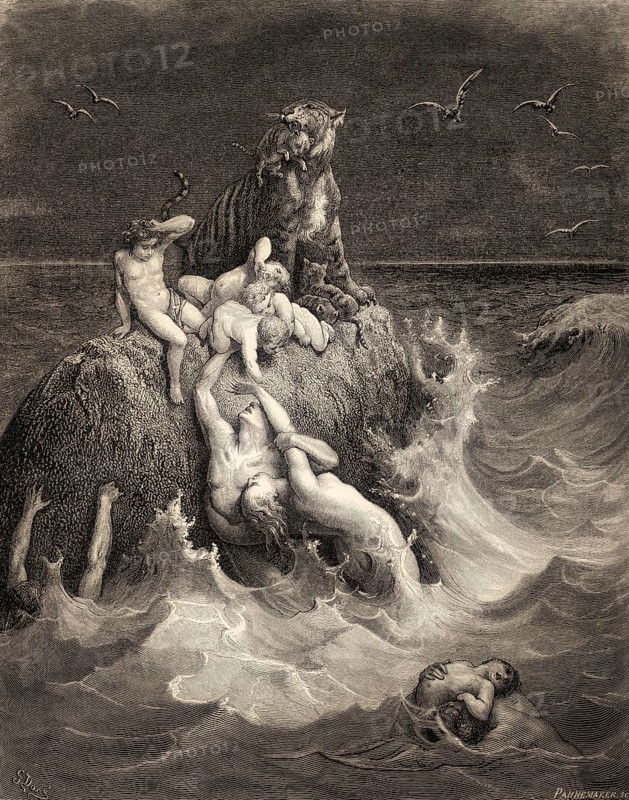 The Deluge, Old Testament, woodcut by Gustave Doré