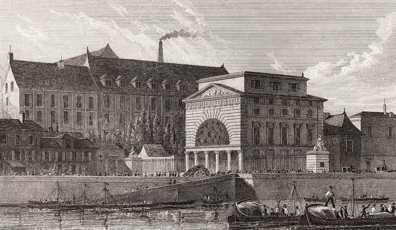 Barriere de Passy, Paris, antique steel engraved print, 1831