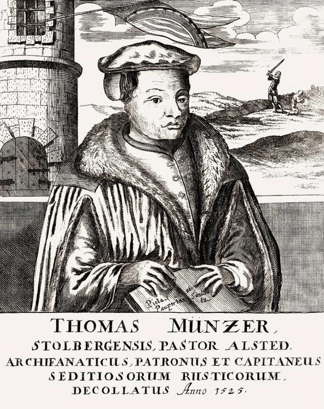Facsimile of the title page, 1720, biography of Thomas Müntzer, 1489 – 1525, German preacher and theologian, digitally edited