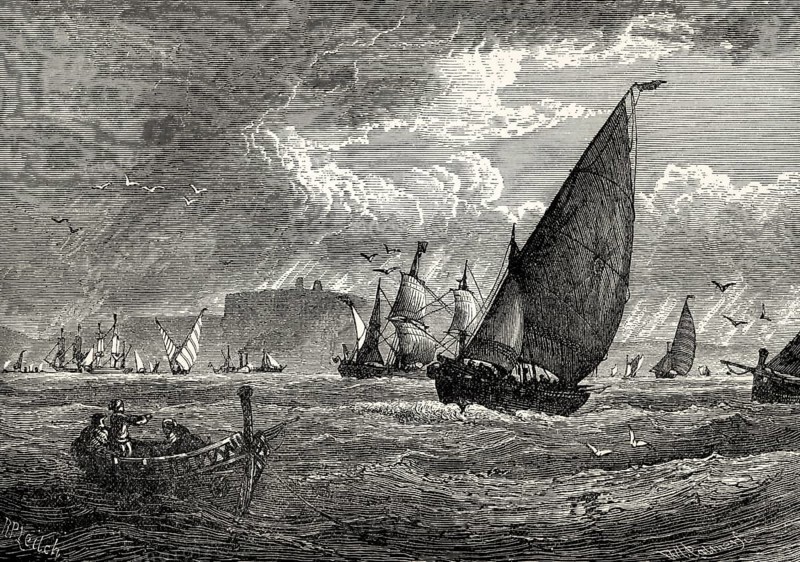 Historical view of Cape St. Vincent, Algarve, southern Portugal, 18th century, From British Battles on Land and Sea, by James Grant