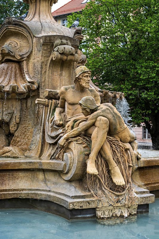 Sculpture details on the Ceres Fountain by sculptor Edmund Gomansky on Ignacy Daszynski Square in Opole, Opole Voivodeship, Poland